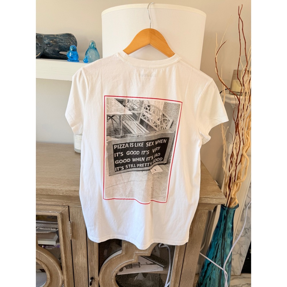NWT Zadig & Voltaire Zoe Photoprint Pizza T-shirt Womens White Small - Picture 6 of 8